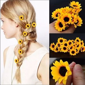 Yellow Sunflower Hairpins set of 5 pcs